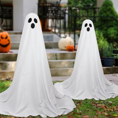 Standing Battery-Powered Ghost with Light-Up Chain for Porch