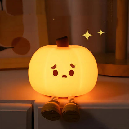 Cute Pumpkin Silicone Night Light - Touch Dimmable & Rechargeable