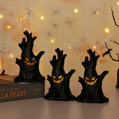 Halloween Pumpkin Lamp with Ghost Stump Decoration