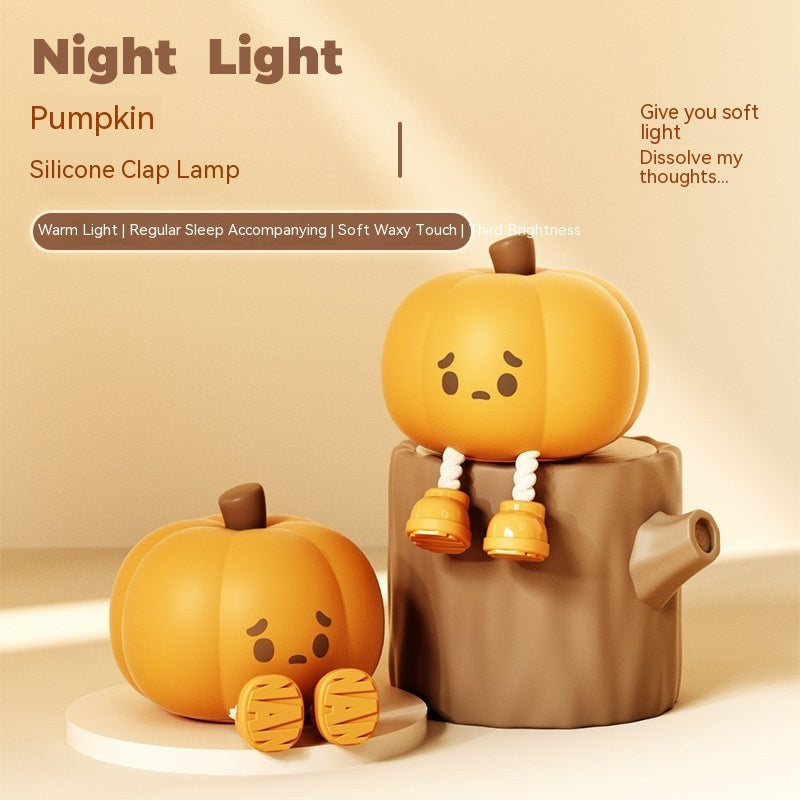 Cute Pumpkin Silicone Night Light - Touch Dimmable & Rechargeable