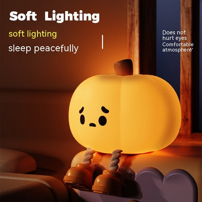 Cute Pumpkin Silicone Night Light - Touch Dimmable & Rechargeable