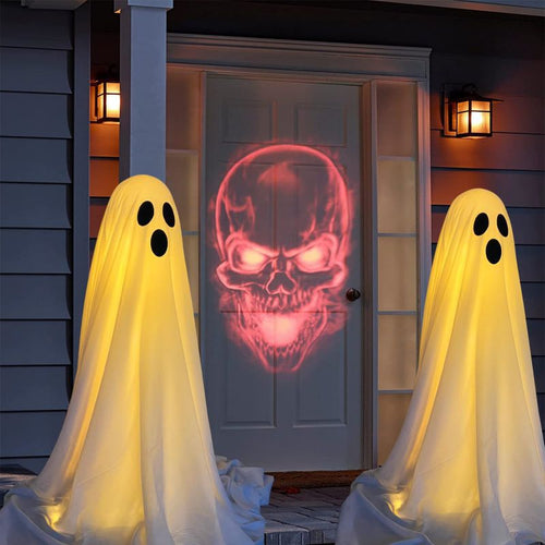 Standing Battery-Powered Ghost with Light-Up Chain for Porch