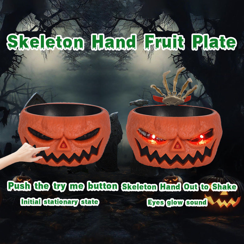 Motion-Activated Halloween Pumpkin Candy Bowl with Spooky Hand