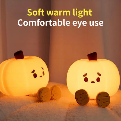 Cute Pumpkin Silicone Night Light - Touch Dimmable & Rechargeable